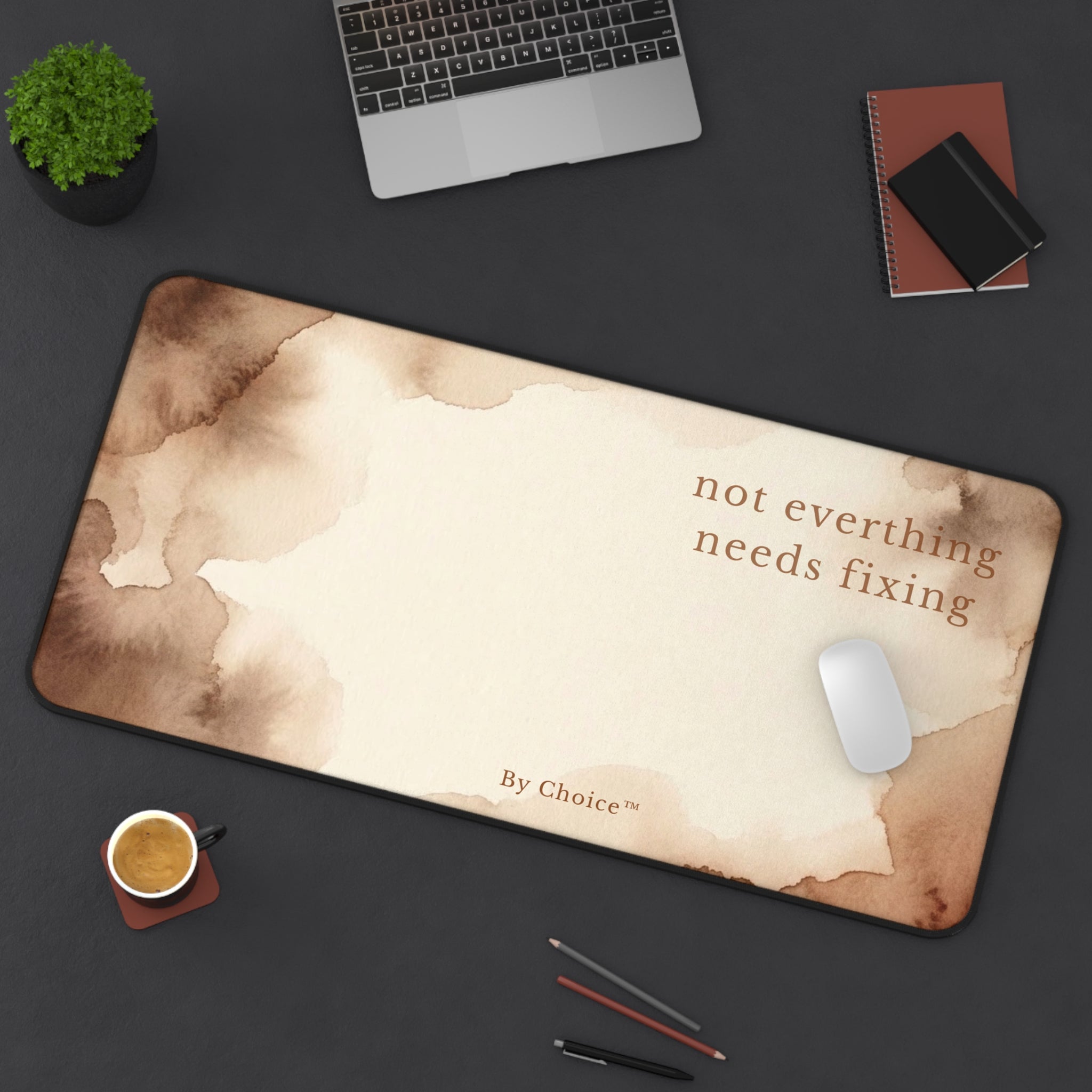 Cow print desk mat Neutral aesthetic mouse pad Western desk decor Minimalist desk pad Brown cream office desk mat Calming cow workspace decor