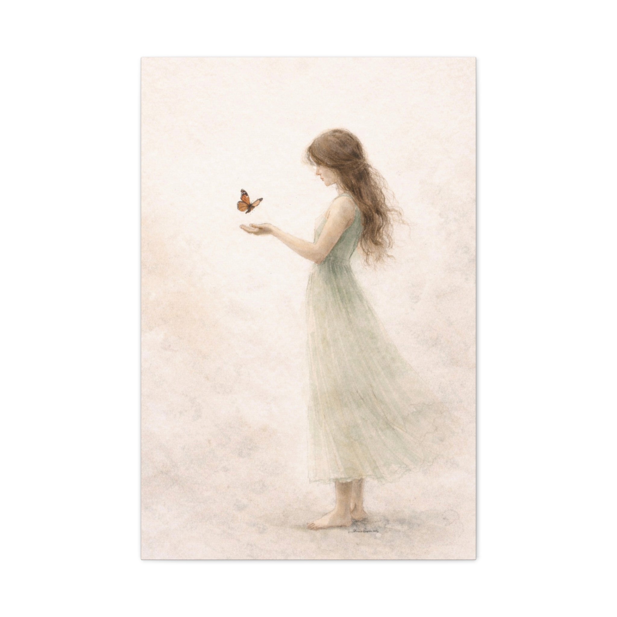 Gentle Feminine Figure Wall Art Calm Neutral Canvas Accept