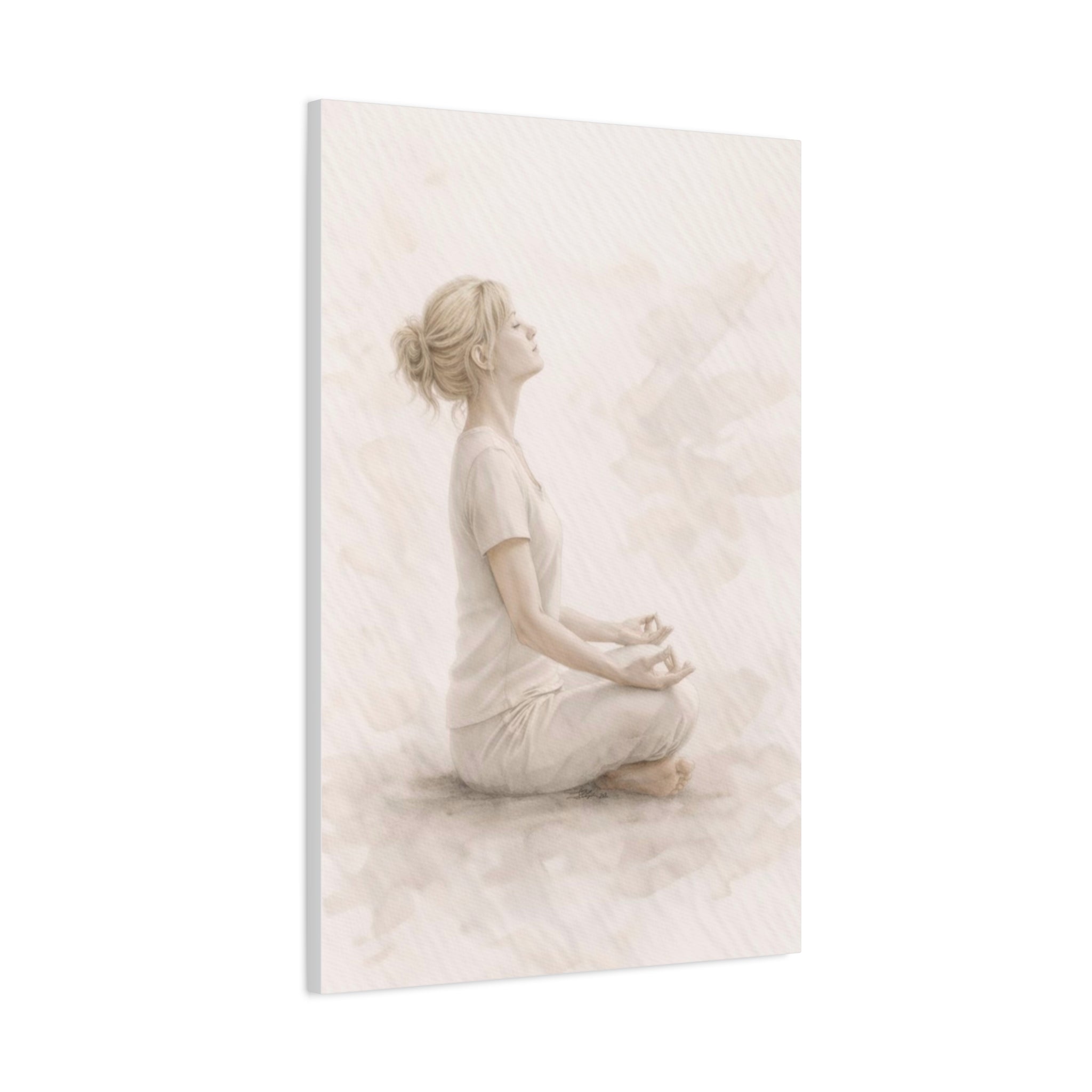 Breathing Meditation Feminine Wall Art Calm Neutral Canvas Breathe