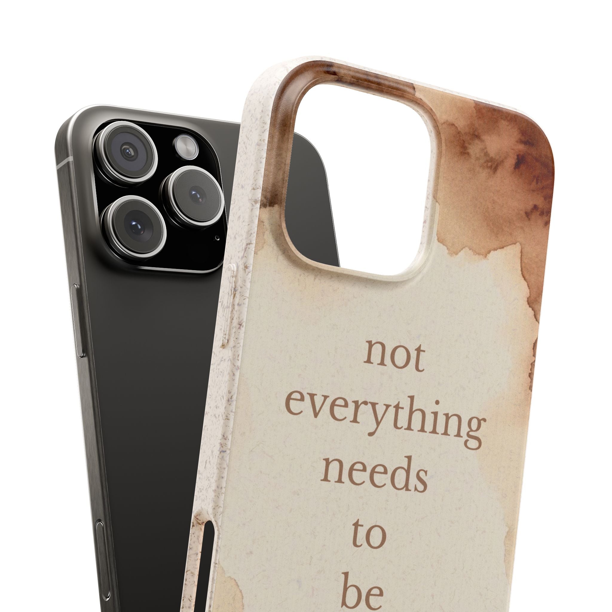 Neutral Cow print Aesthetic phone case Inspirational quote not everything needs fixing Minimalist coffee brown cream cow print Phone cover calming gift