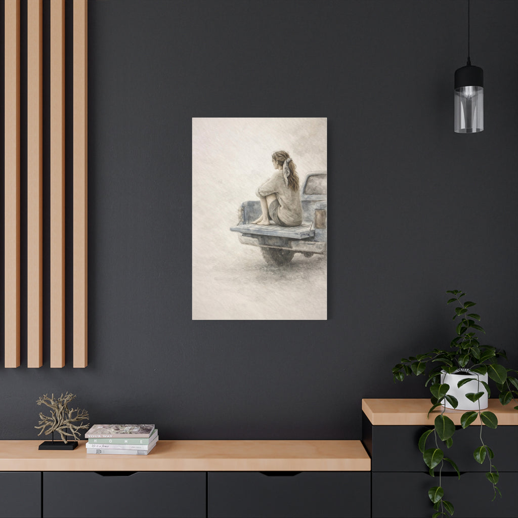 Waiting Stillness Feminine Wall Art Neutral Meditation Canvas Wait