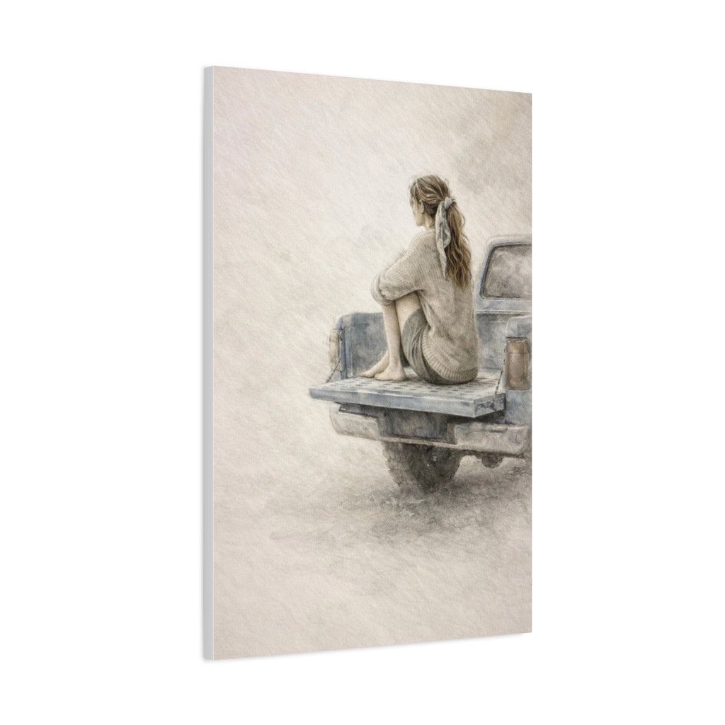 Waiting Stillness Feminine Wall Art Neutral Meditation Canvas Wait