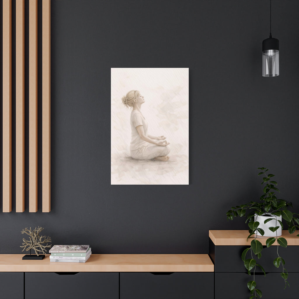 Breathing Meditation Feminine Wall Art Calm Neutral Canvas Breathe