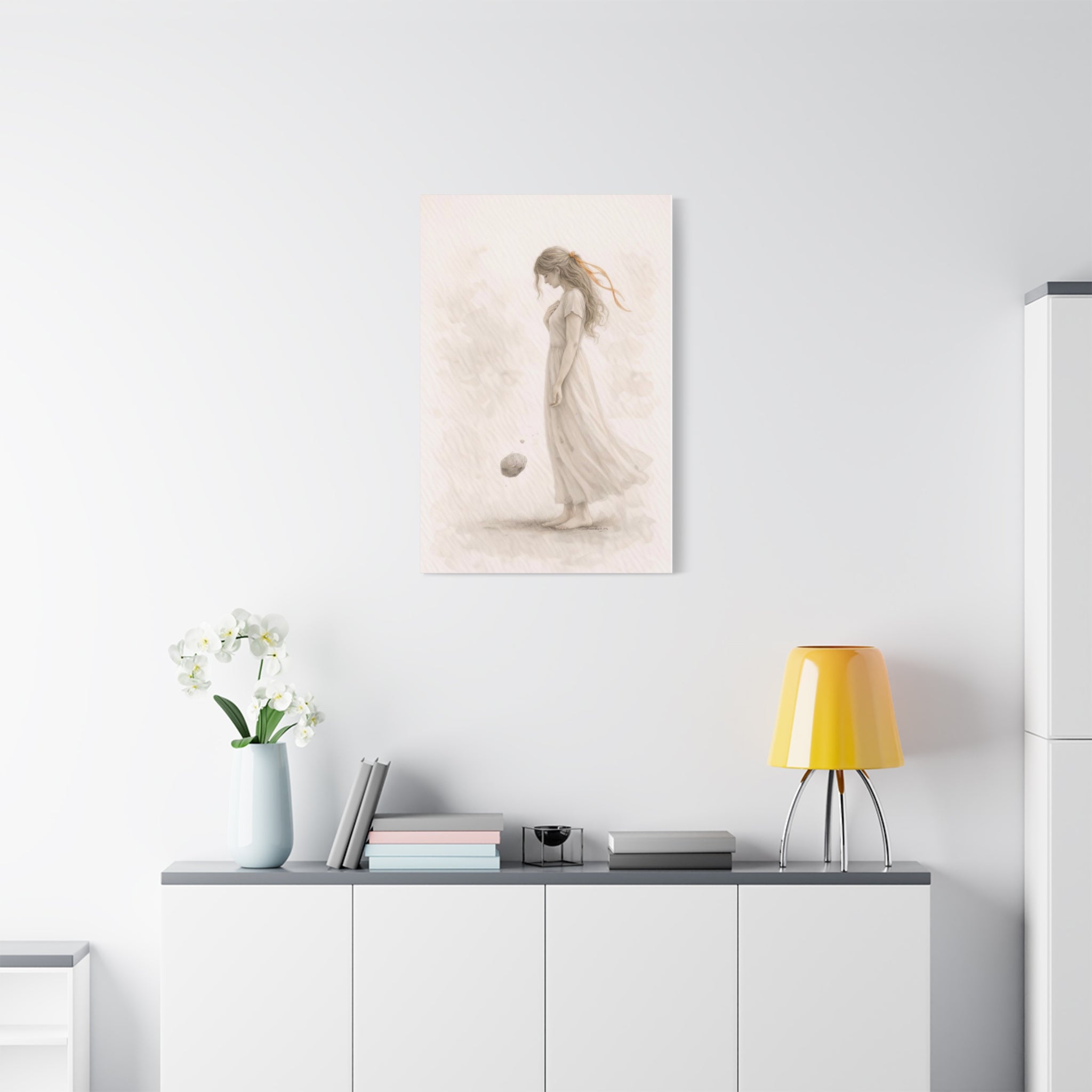 Letting Go Feminine Figure Wall Art Calm Neutral Canvas Let Go