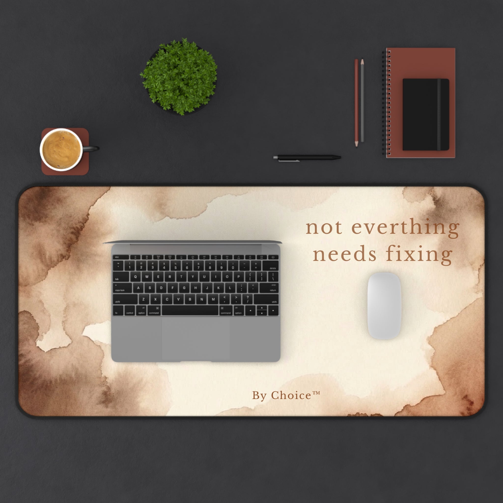 Cow print desk mat Neutral aesthetic mouse pad Western desk decor Minimalist desk pad Brown cream office desk mat Calming cow workspace decor