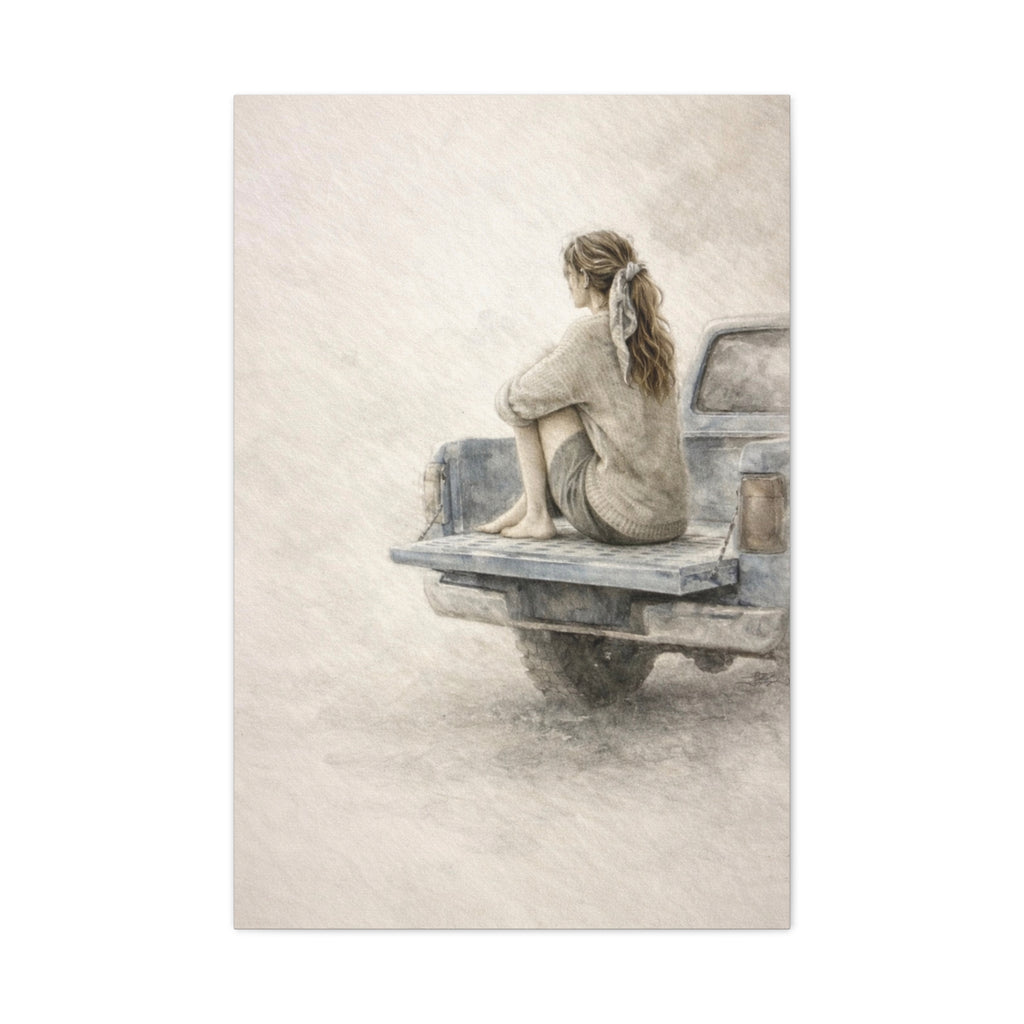 Waiting Stillness Feminine Wall Art Neutral Meditation Canvas Wait