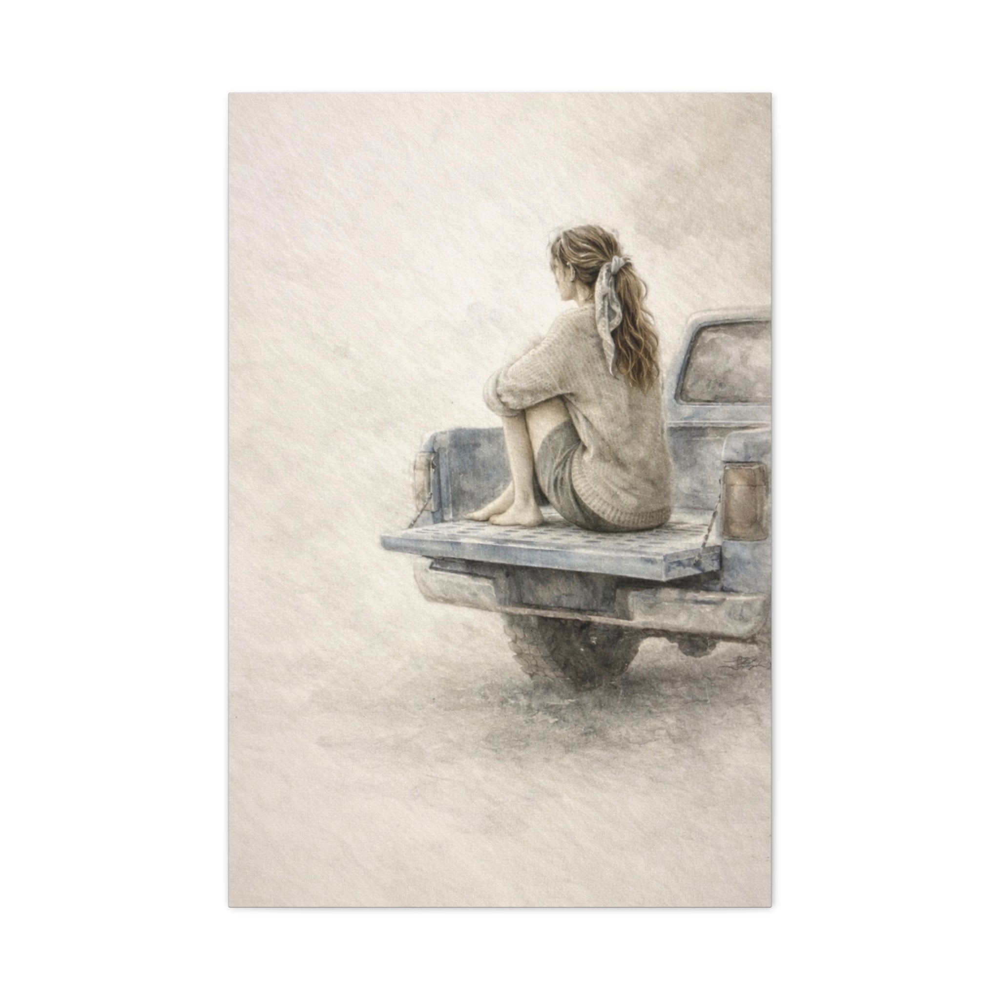 Waiting Stillness Feminine Wall Art Neutral Meditation Canvas Wait