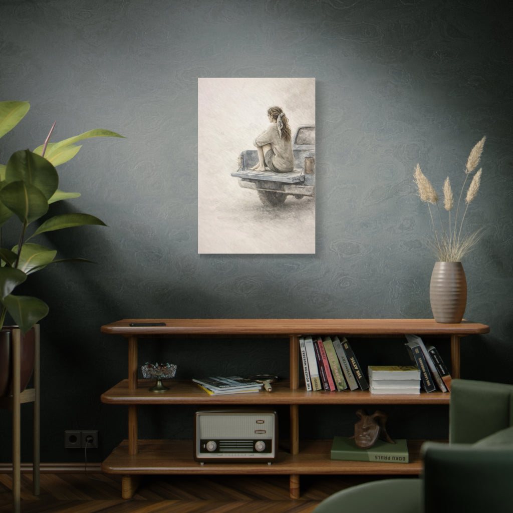 Waiting Stillness Feminine Wall Art Neutral Meditation Canvas Wait