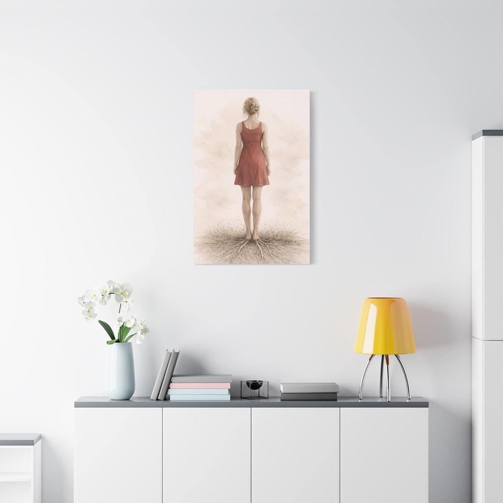 Woman Canvas Neutral Minimalist Decor Woman Wall Art Mindful Calm Wall Art Therapy Decor Art