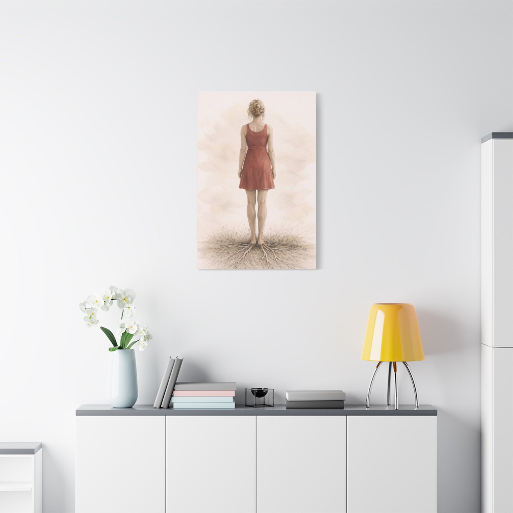Woman Canvas Neutral Minimalist Decor Woman Wall Art Mindful Calm Wall Art Therapy Decor Art