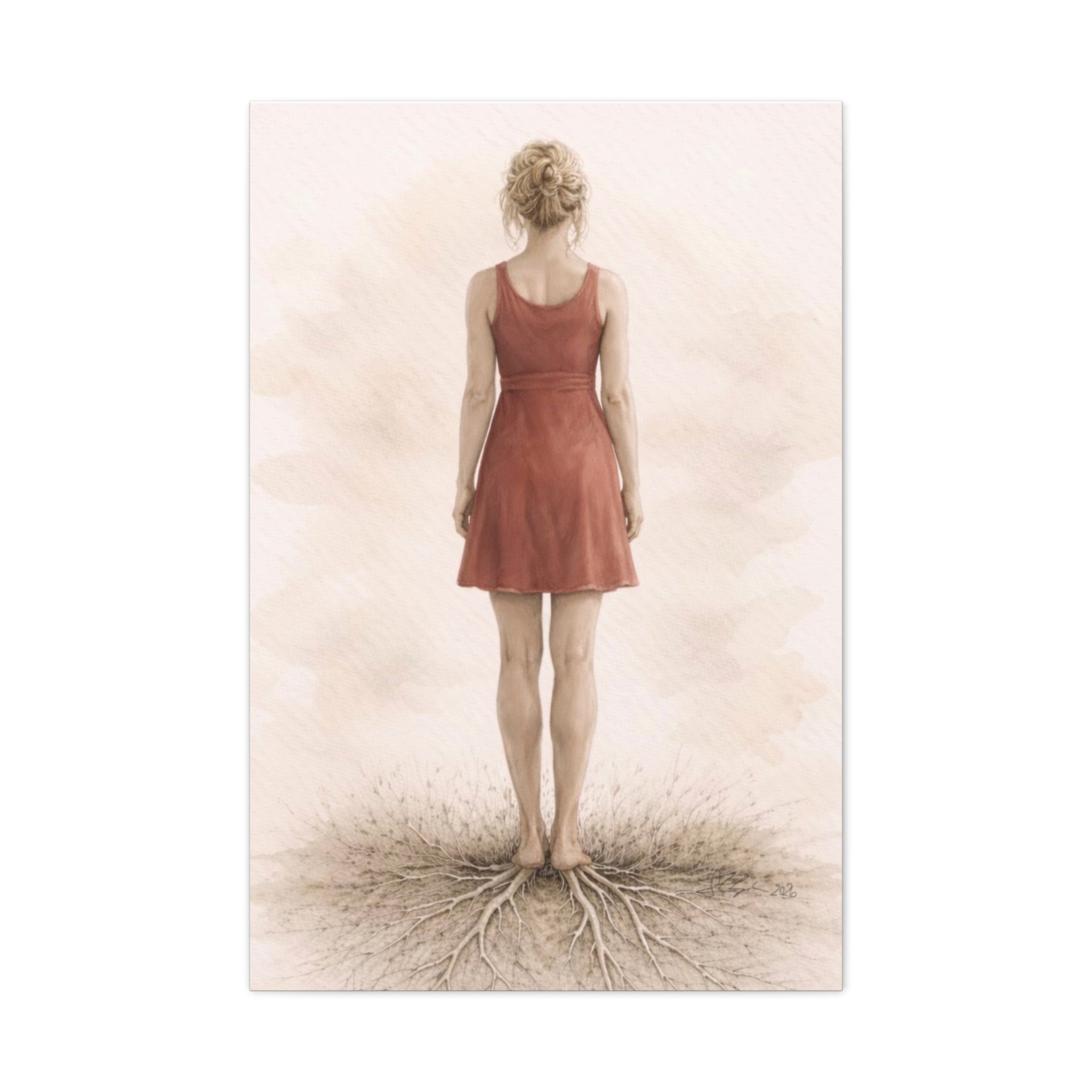 Woman Canvas Neutral Minimalist Decor Woman Wall Art Mindful Calm Wall Art Therapy Decor Art