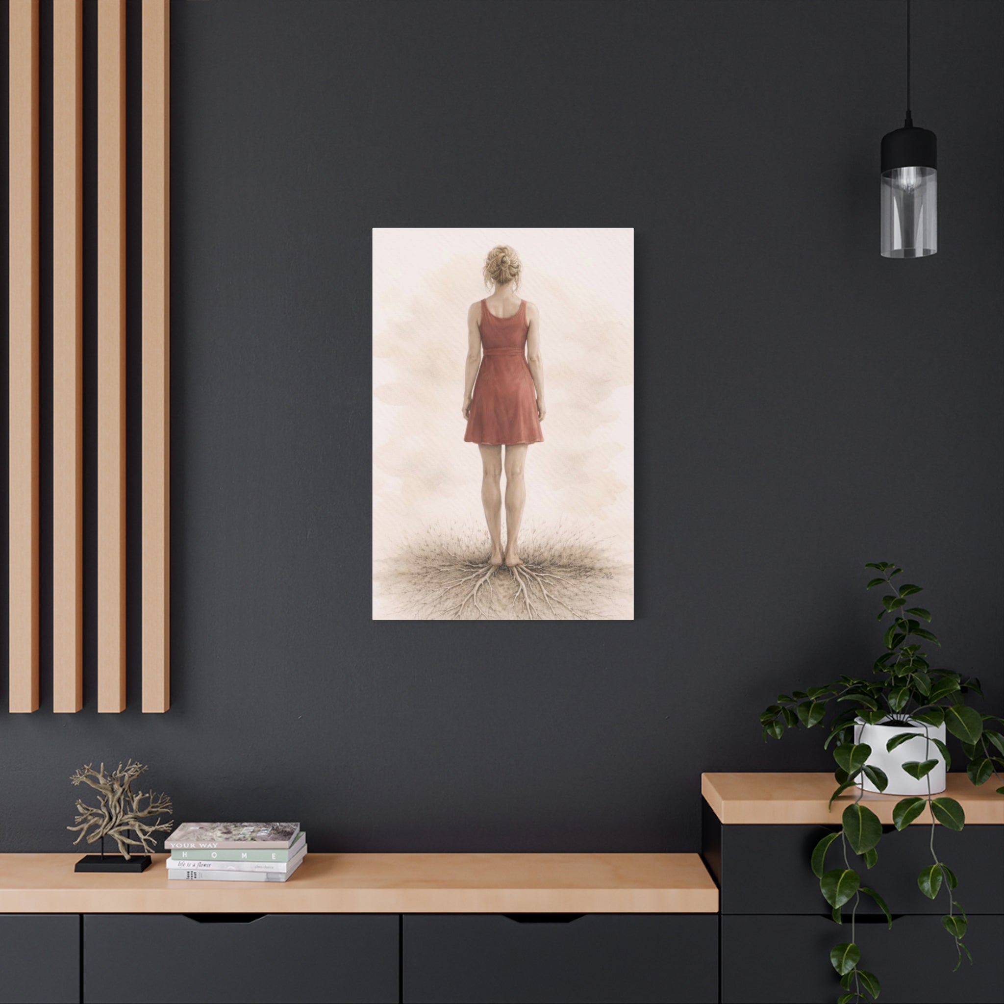 Woman Canvas Neutral Minimalist Decor Woman Wall Art Mindful Calm Wall Art Therapy Decor Art