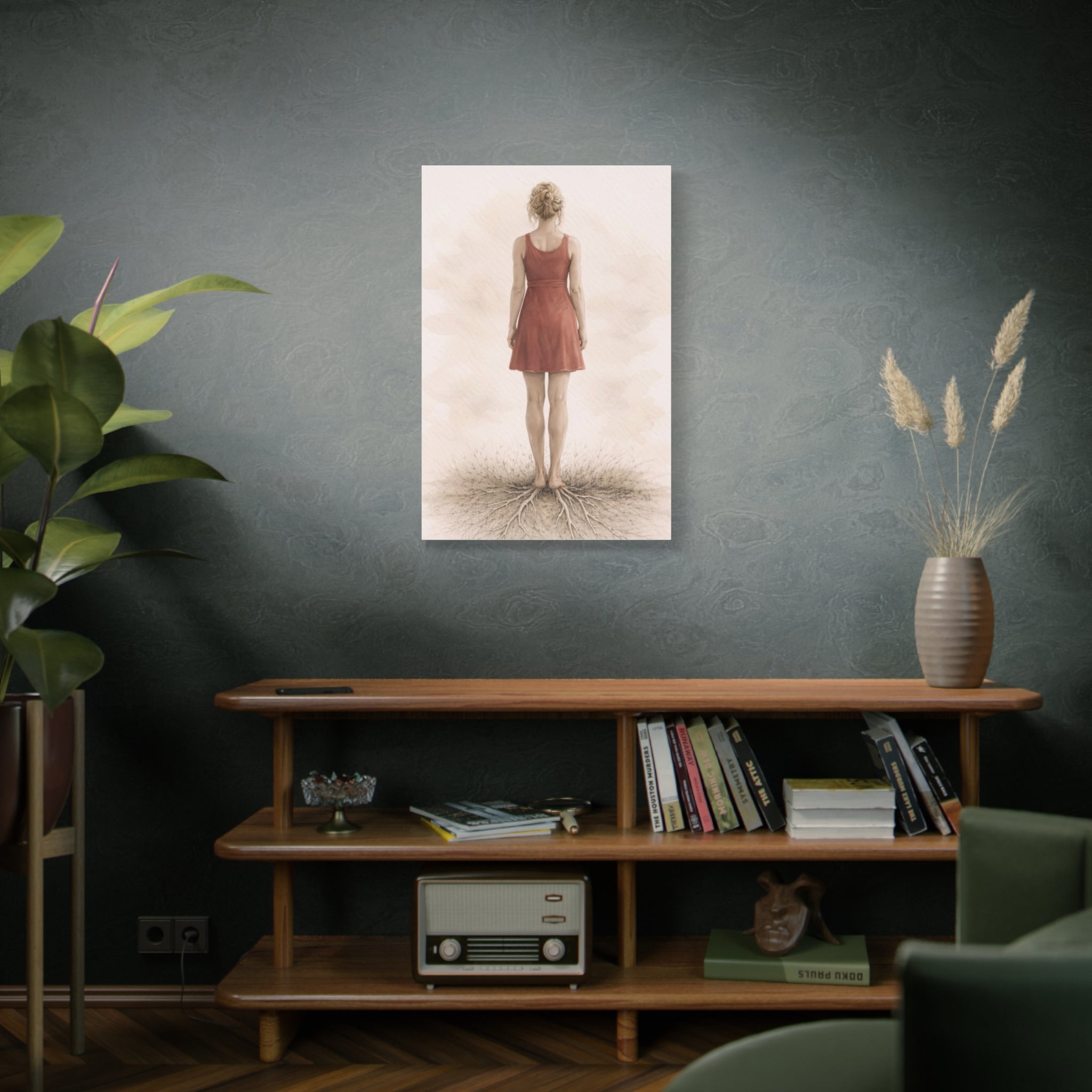 Woman Canvas Neutral Minimalist Decor Woman Wall Art Mindful Calm Wall Art Therapy Decor Art