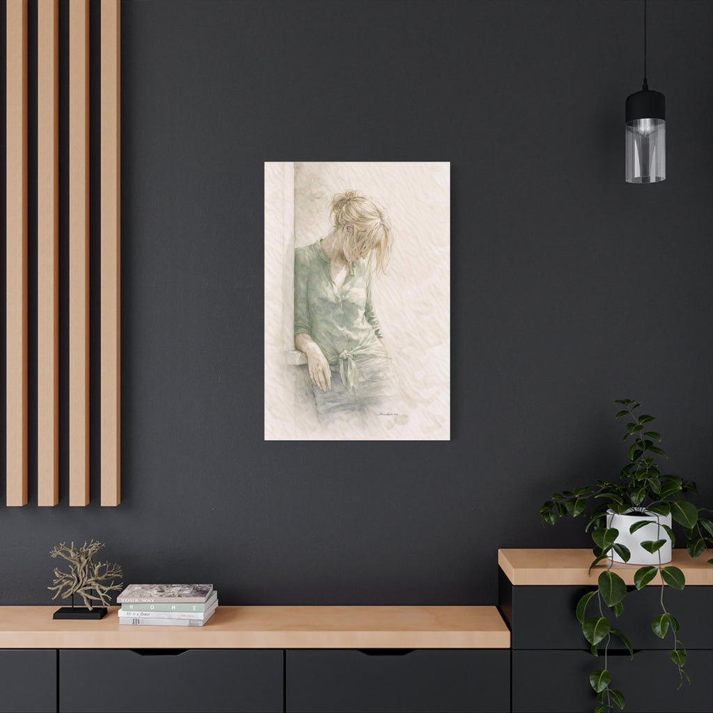 Minimalist Woman Wall Art Neutral Meditation Canvas Pause