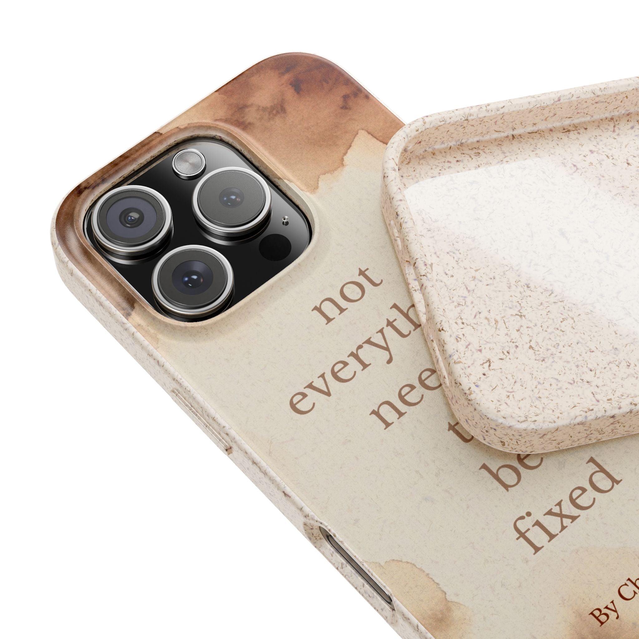 Neutral Cow print Aesthetic phone case Inspirational quote not everything needs fixing Minimalist coffee brown cream cow print Phone cover calming gift