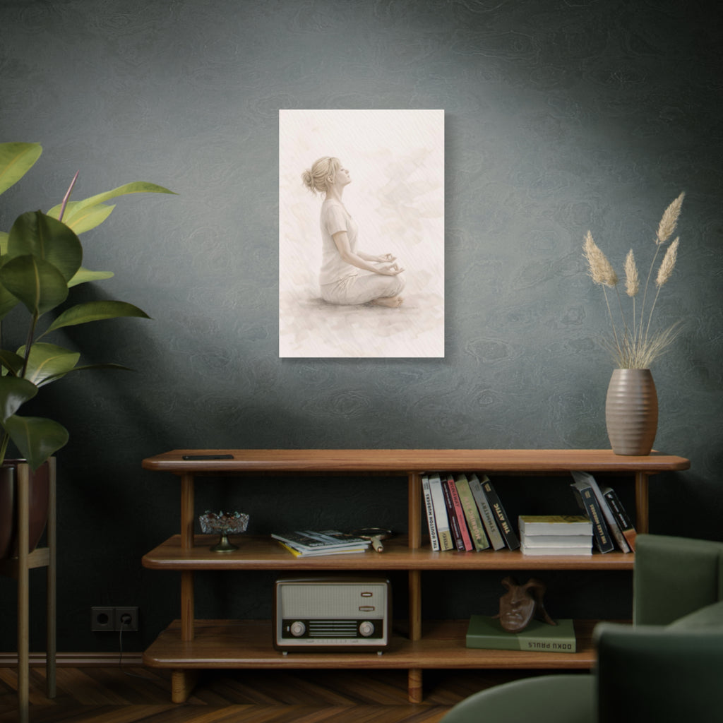 Breathing Meditation Feminine Wall Art Calm Neutral Canvas Breathe