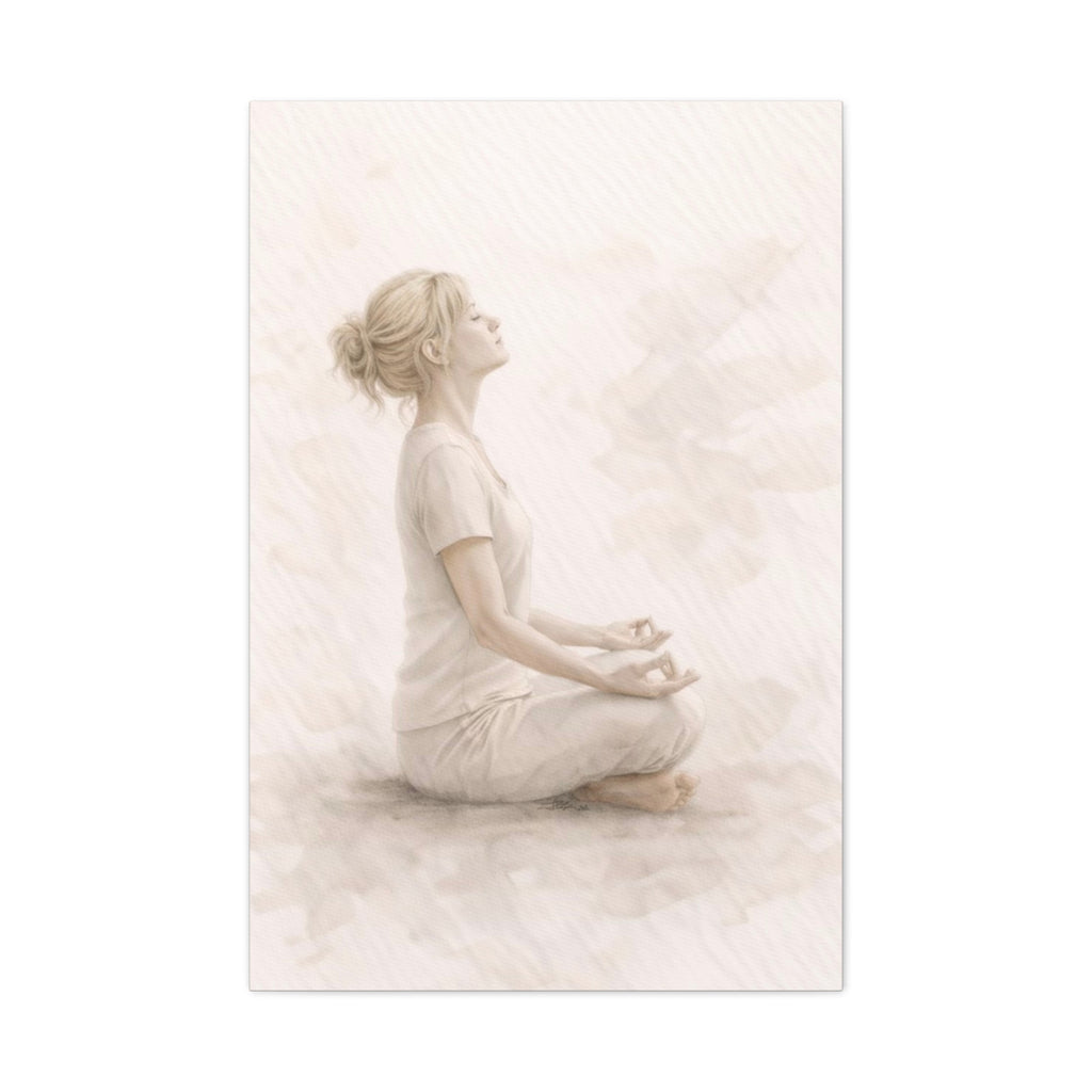 Breathing Meditation Feminine Wall Art Calm Neutral Canvas Breathe