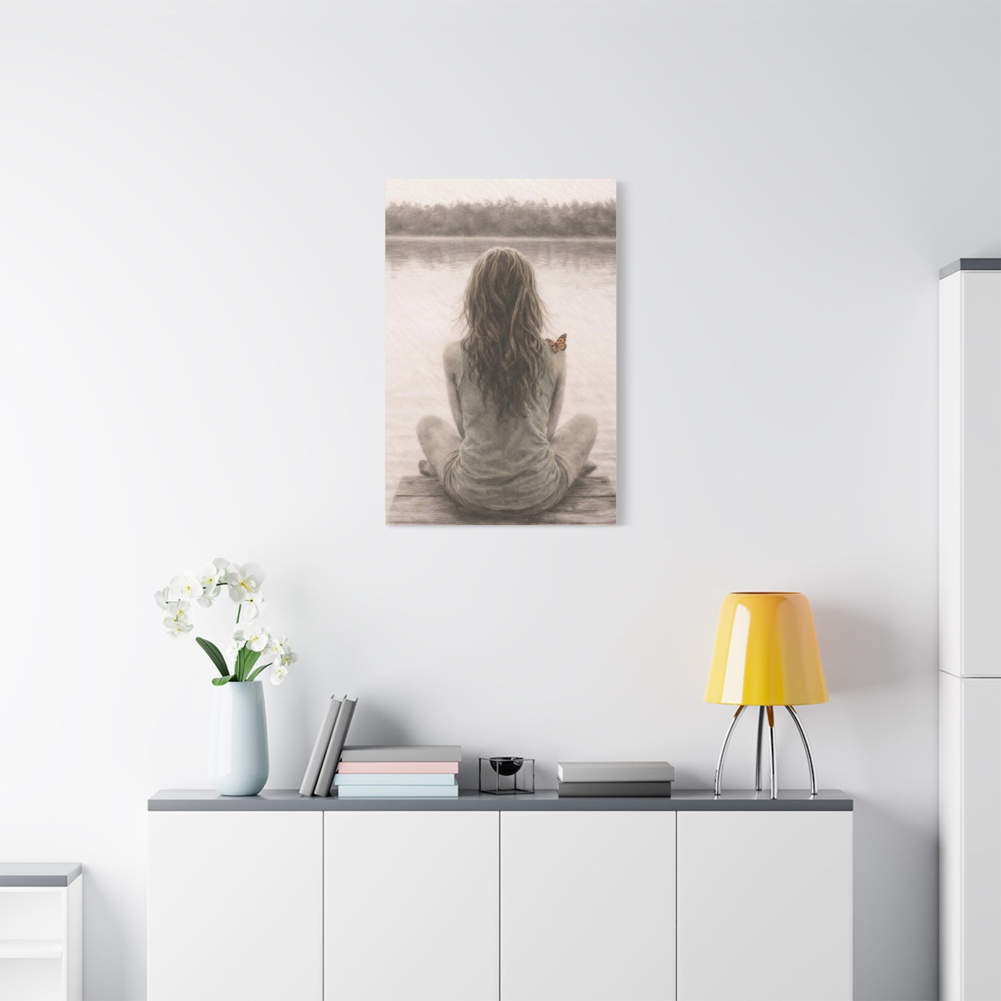 Peaceful Feminine Wall Art Neutral Meditation Canvas Return