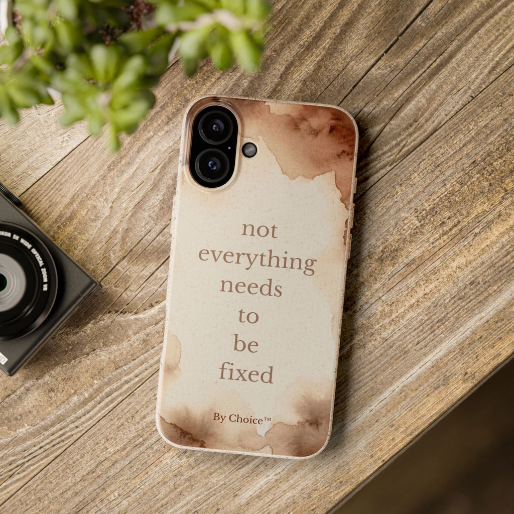 Neutral Cow print Aesthetic phone case Inspirational quote not everything needs fixing Minimalist coffee brown cream cow print Phone cover calming gift